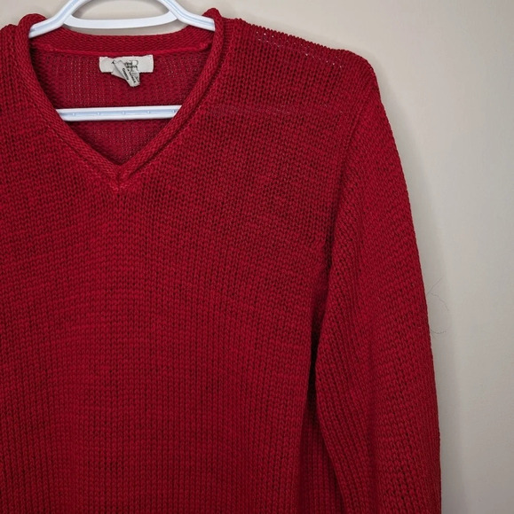 Vintage Northern Reflections Red Knit 3/4 Sleeve V Neck Sweater Top Women Large - Picture 4 of 8